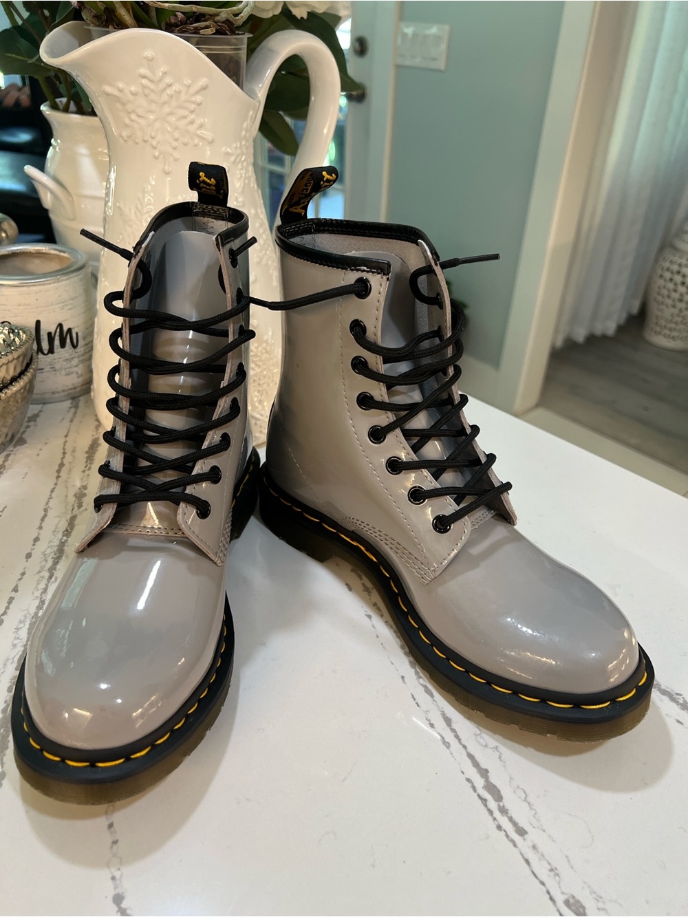 Dr. Martens 1460 Zinc Grey Patent Lamper Boots Sz 10 - Picture 3 of 16